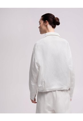 Chaqueta Oversize Cuello Alto Blanca Mujer Blanco