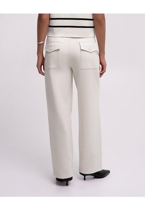 Pantalón Confort Wide Leg Tiro Medio Habano Mujer Beige