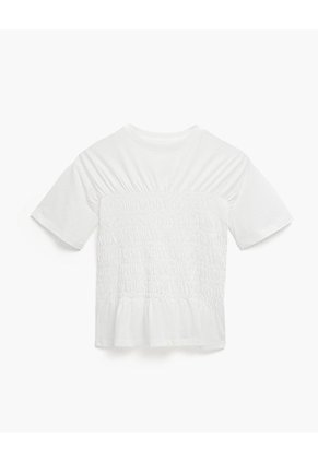 Camiseta Nido De Abeja Crema Mujer Beige