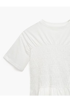 Camiseta Nido De Abeja Crema Mujer Beige