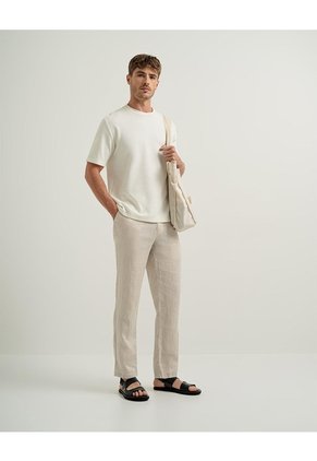 Camiseta Regular Algodón Habano Hombre Beige
