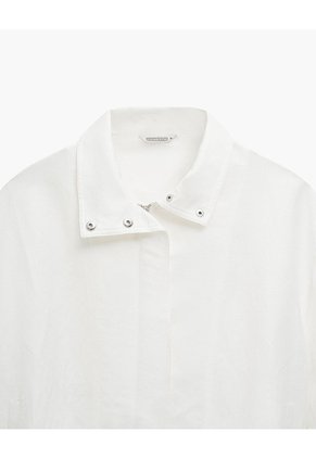 Chaqueta Oversize Cuello Alto Blanca Mujer Blanco