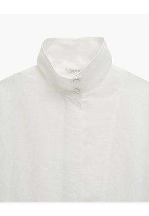 Chaqueta Oversize Cuello Alto Blanca Mujer Blanco