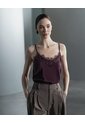 Blusa Con Encaje Vino Tinto Mujer Rojo de PUNTO BLANCO