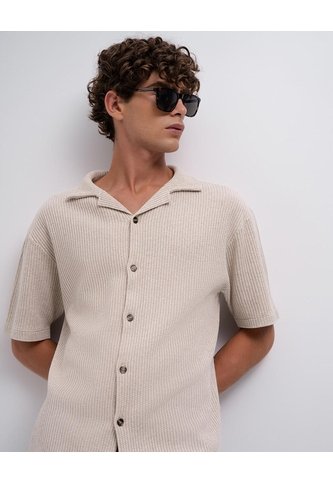 Camisa Manga Corta Regular Tejido De Punto Habana Hombre Beige PUNTO BLANCO