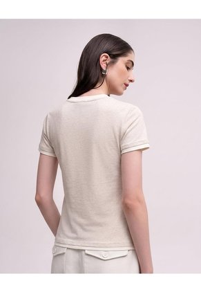 Camiseta Slim Tejido De Punto Habano Mujer Beige