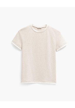 Camiseta Slim Tejido De Punto Habano Mujer Beige