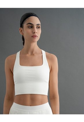 Crop Top Deportivo Soporte Alto Seamless Habano Beige