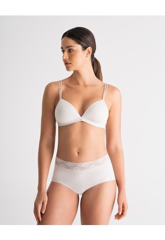 Panty Cachetero Clásico Microfibra Con Encaje Habano Beige PUNTO BLANCO