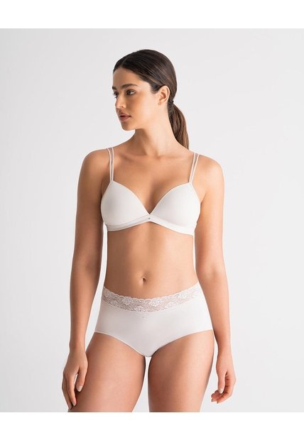 Panty Cachetero Clásico Microfibra Con Encaje Habano Beige