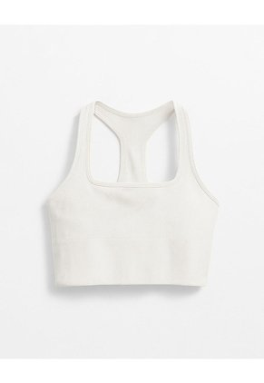 Crop Top Deportivo Soporte Alto Seamless Habano Beige