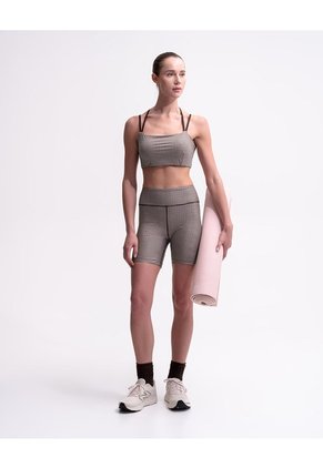 Short Deportivo Habano Estampado Mujer Beige