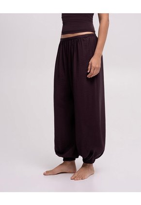 Pantalón Balloon Bota Resortada Tiro Alto Vinotinto Mujer Rojo