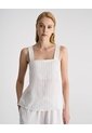 Blusa Efecto Arrugado Habano Rayas Mujer Beige de PUNTO BLANCO