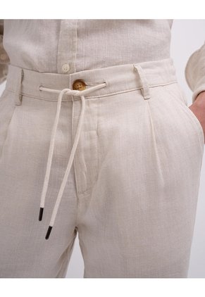 Bermuda Regular Lino Habano Hombre Beige