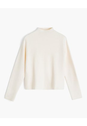 Suéter Regular Tejido De Punto Blanco Mujer Beige
