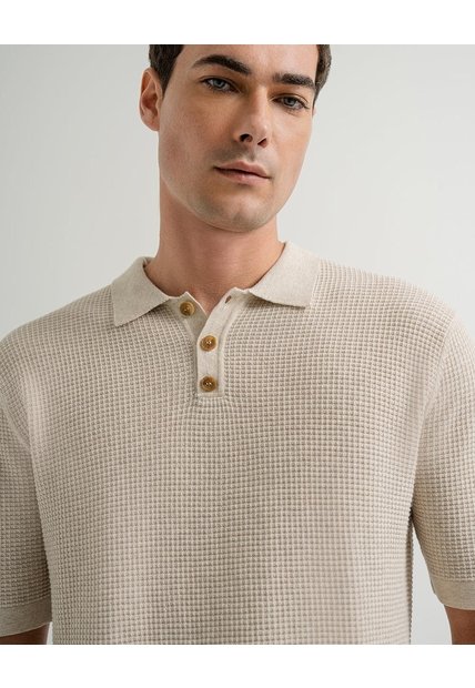 Polo Regular Tejido De Punto Algodón Habana Hombre Beige