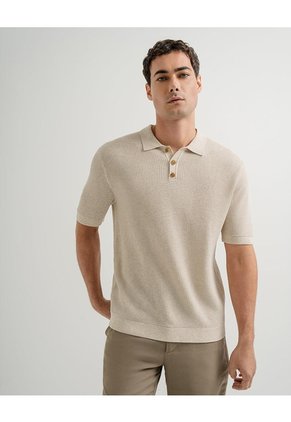 Polo Regular Tejido De Punto Algodón Habana Hombre Beige