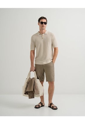 Polo Regular Tejido De Punto Algodón Habana Hombre Beige