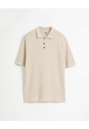 Polo Regular Tejido De Punto Algodón Habana Hombre Beige