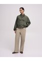 Pantalón Wide Leg Tiro Alto Habano Mujer Beige de PUNTO BLANCO
