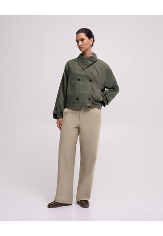 Pantalón Wide Leg Tiro Alto Habano Mujer Beige PUNTO BLANCO