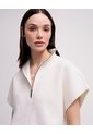 Chaleco Oversize Cuello Alto Habano Mujer Beige de PUNTO BLANCO