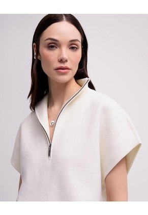 Chaleco Oversize Cuello Alto Habano Mujer Beige
