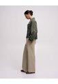Pantalón Wide Leg Tiro Alto Habano Mujer Beige de PUNTO BLANCO