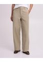 Pantalón Wide Leg Tiro Alto Habano Mujer Beige de PUNTO BLANCO