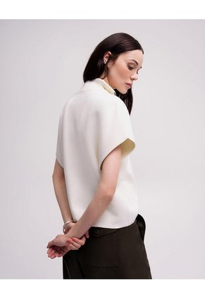 Chaleco Oversize Cuello Alto Habano Mujer Beige
