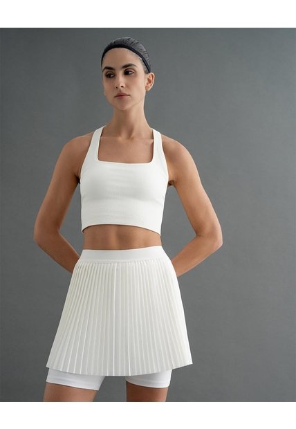 Falda De Tenis Ciclista Interno Blanca Mujer Beige