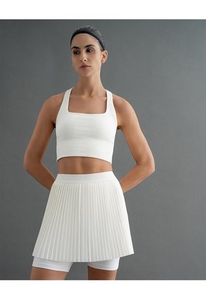 Falda De Tenis Ciclista Interno Blanca Mujer Beige