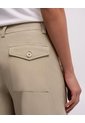 Pantalón Wide Leg Tiro Alto Habano Mujer Beige de PUNTO BLANCO