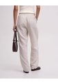 Pantalón Recto Tiro Alto Lino Habano Mujer Beige de PUNTO BLANCO