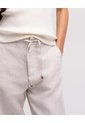 Pantalón Recto Tiro Alto Lino Habano Mujer Beige de PUNTO BLANCO