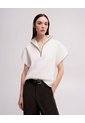 Chaleco Oversize Cuello Alto Habano Mujer Beige de PUNTO BLANCO