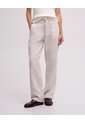 Pantalón Recto Tiro Alto Lino Habano Mujer Beige de PUNTO BLANCO