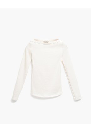 Camiseta Cuello Bandeja Manga Larga Habana Mujer Beige