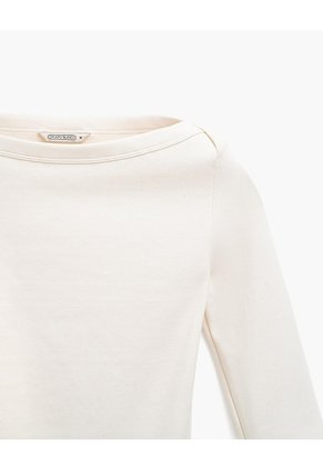 Camiseta Cuello Bandeja Manga Larga Habana Mujer Beige