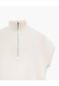 Chaleco Oversize Cuello Alto Habano Mujer Beige de PUNTO BLANCO