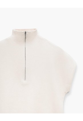 Chaleco Oversize Cuello Alto Habano Mujer Beige