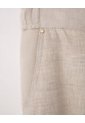 Pantalón Recto Tiro Alto Lino Habano Mujer Beige de PUNTO BLANCO