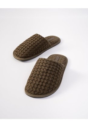 Pantufla Tipo Mule Tejido Waffle Café Hombre Cafe