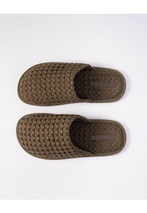Pantufla Tipo Mule Tejido Waffle Café Hombre Cafe