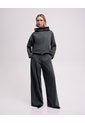 Camisa Manga Larga Oversize Cuello Alto Gris Mujer Gris de PUNTO BLANCO