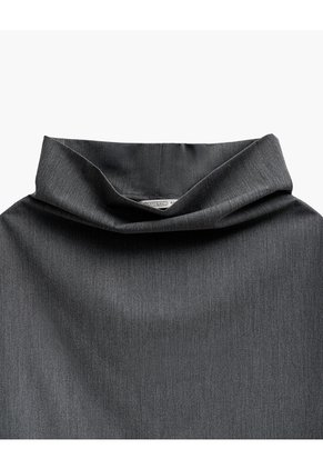 Camisa Manga Larga Oversize Cuello Alto Gris Mujer Gris