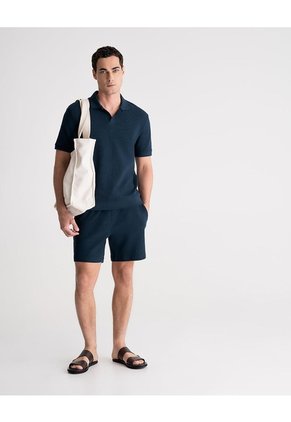 Bermuda Confort Regular Algodón Azul Hombre Azul