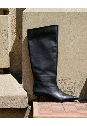 Botas Caña Alta Cuero Negro Mujer Negro PUNTO BLANCO