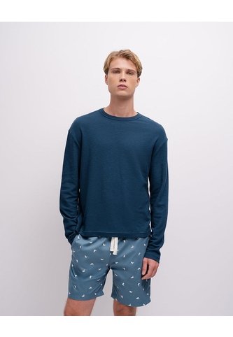 Bermuda De Pijama Algodón Estampada Hombre Azul PUNTO BLANCO